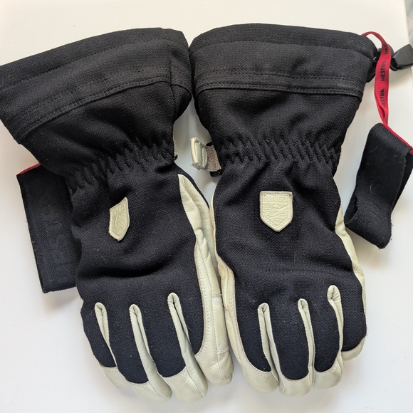 Hestra Black Gloves with Tan Logo - Picture 1 of 5